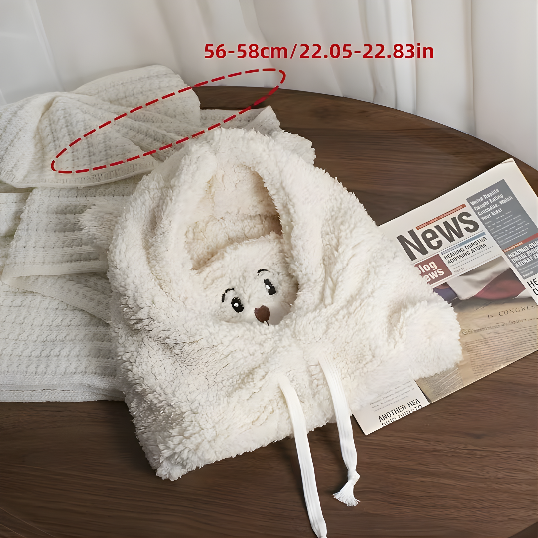 GORRO DE OSO, BLANCO – Abrigo cálido, suavidad adorable y confort para los días fríos