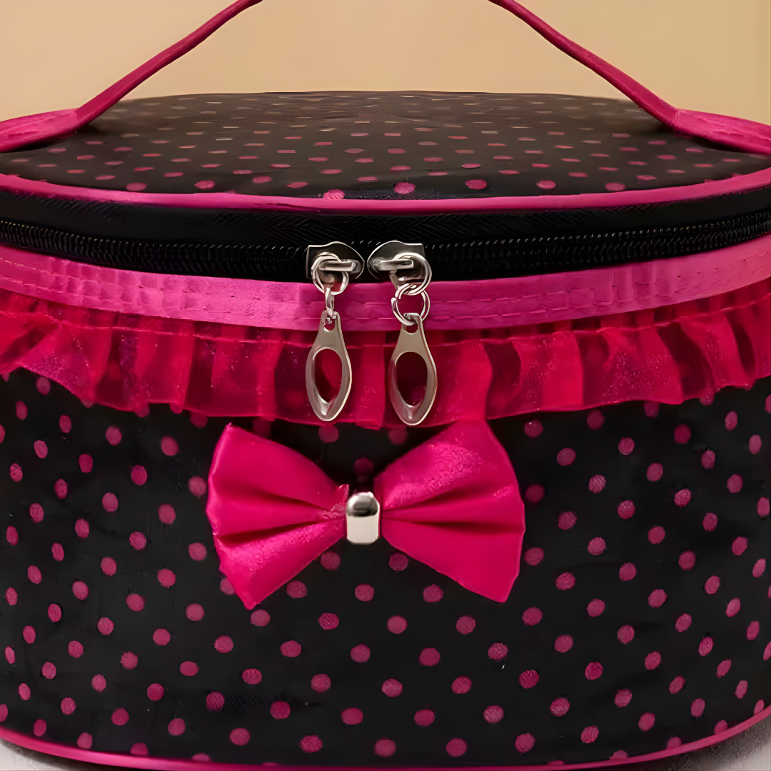COSMETIQUERAS CON DISEÑOS DE PUNTOS EN TONOS ROSADOS – Estilo femenino, organización perfecta y practicidad para tu día a día