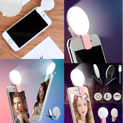 LUZ MINI Q SELFIE (Pack por 2) – Iluminación perfecta, fotos nítidas y brillo profesional en cualquier momento
