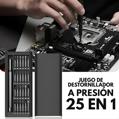 JUEGO DE DESTORNILLADOR A PRESIÓN 25 EN 1 – Precisión profesional, versatilidad total y reparación sin complicaciones