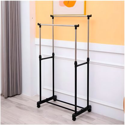 PERCHERO DOBLE ALTURA AJUSTABLE – Organización vertical, mayor capacidad y orden inteligente para tu hogar