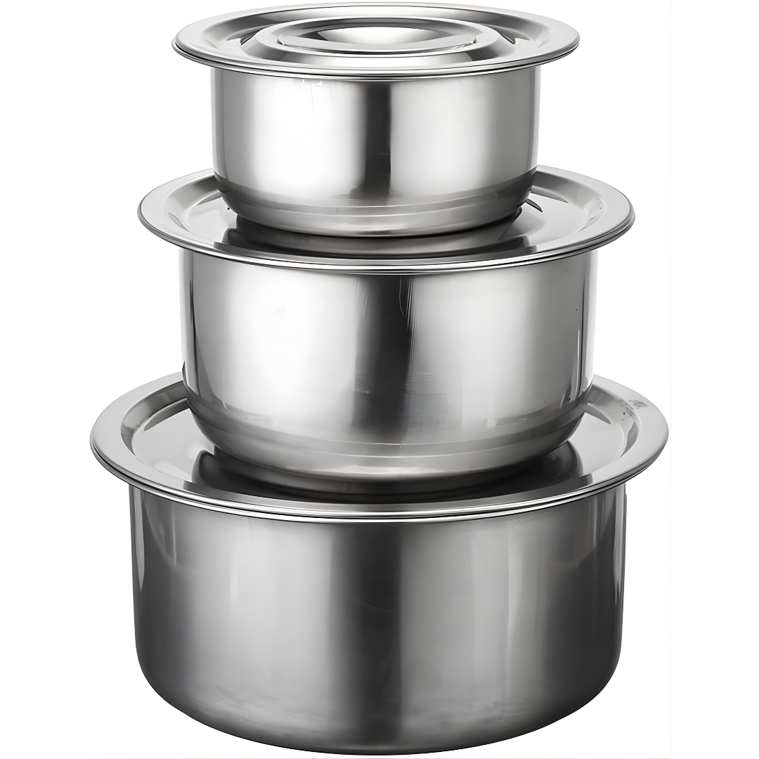 SET DE OLLAS DE ACERO (3 PIEZAS) – Cocina con elegancia, durabilidad y precisión