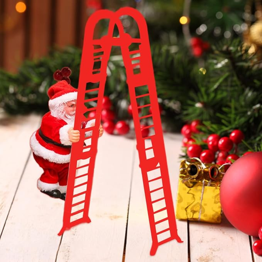 SANTA CLAUS TREPADOR CON ESCALERA – Movimiento navideño encantador, decoración viva y magia que ilumina tu hogar