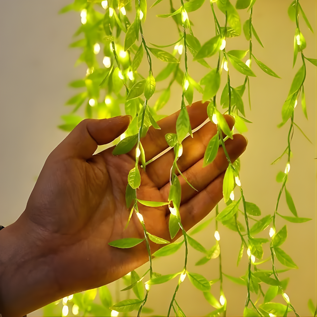 GUIRNALDA DE HOJAS LED LUMINOSAS – Iluminación cálida, ambiente natural y decoración acogedora en cualquier espacio