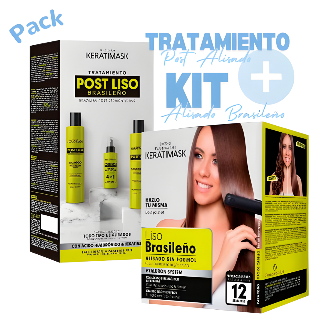 KIT ALISADO BRASILEÑO + TRATAMIENTO POST-ALISADO – Cabello liso, suave y sin frizz con resultados de salón desde casa