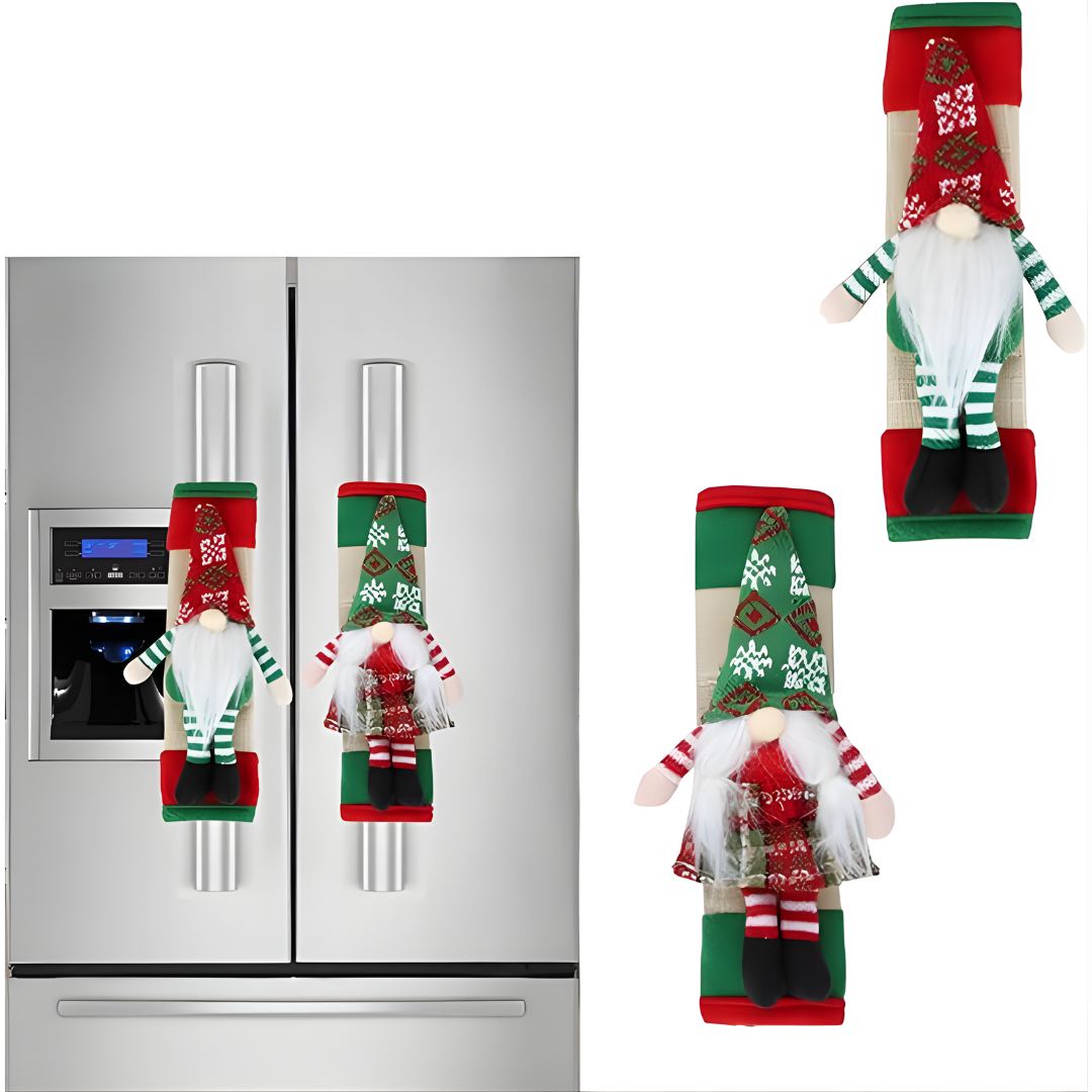 SET CUBRE MANILLAS GNOMOS PARA REFRI – Decoración navideña adorable, protección práctica y un toque mágico para tu cocina