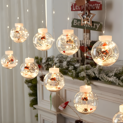 CORTINA DE ESFERAS NAVIDEÑAS CON LUCES – Brillo mágico, ambiente festivo y encanto instantáneo para transformar cualquier espacio