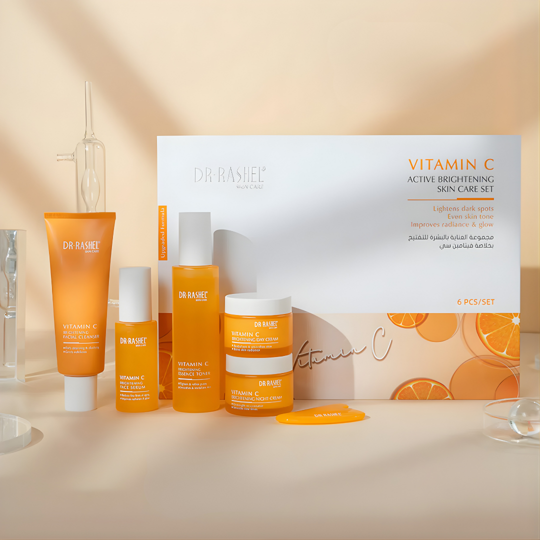 KIT COMPLETO DR-RASHELL VITAMINA C SUNSCREEN – Luminosidad, protección UV y uniformidad visible para tu piel cada día
