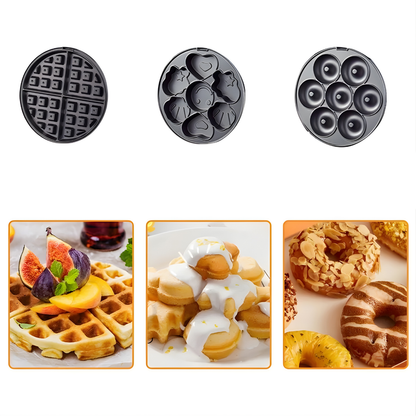 WAFLERA DESMONTABLE 3 EN 1 – Waffles perfectos, donas y pastelillos en un solo equipo