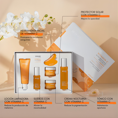 KIT COMPLETO DR-RASHELL VITAMINA C SUNSCREEN – Luminosidad, protección UV y uniformidad visible para tu piel cada día