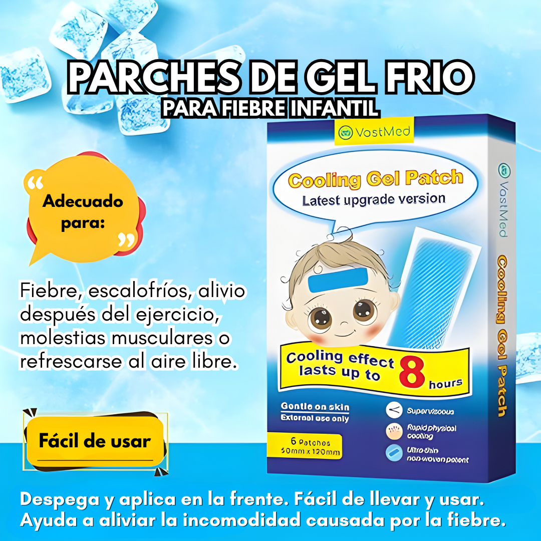 PARCHES DE GEL FRÍO PARA FIEBRE INFANTIL – Alivio refrescante, confort inmediato y cuidado suave para los más pequeños