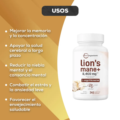 LION’S MANE+ X 120 CAPS – Mente clara, memoria activa y bienestar mental desde adentro