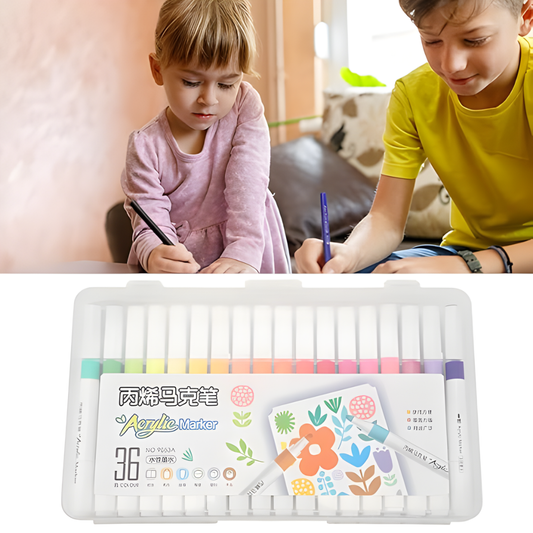 SET DE 36 MARCADORES DE ACRÍLICO – Colores vibrantes, precisión artística y creatividad ilimitada en cada trazo