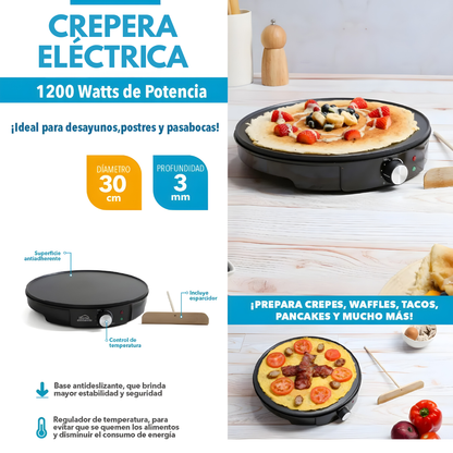 CREPERA ELÉCTRICA – Cocción uniforme, superficie antiadherente y crepes perfectos en minutos