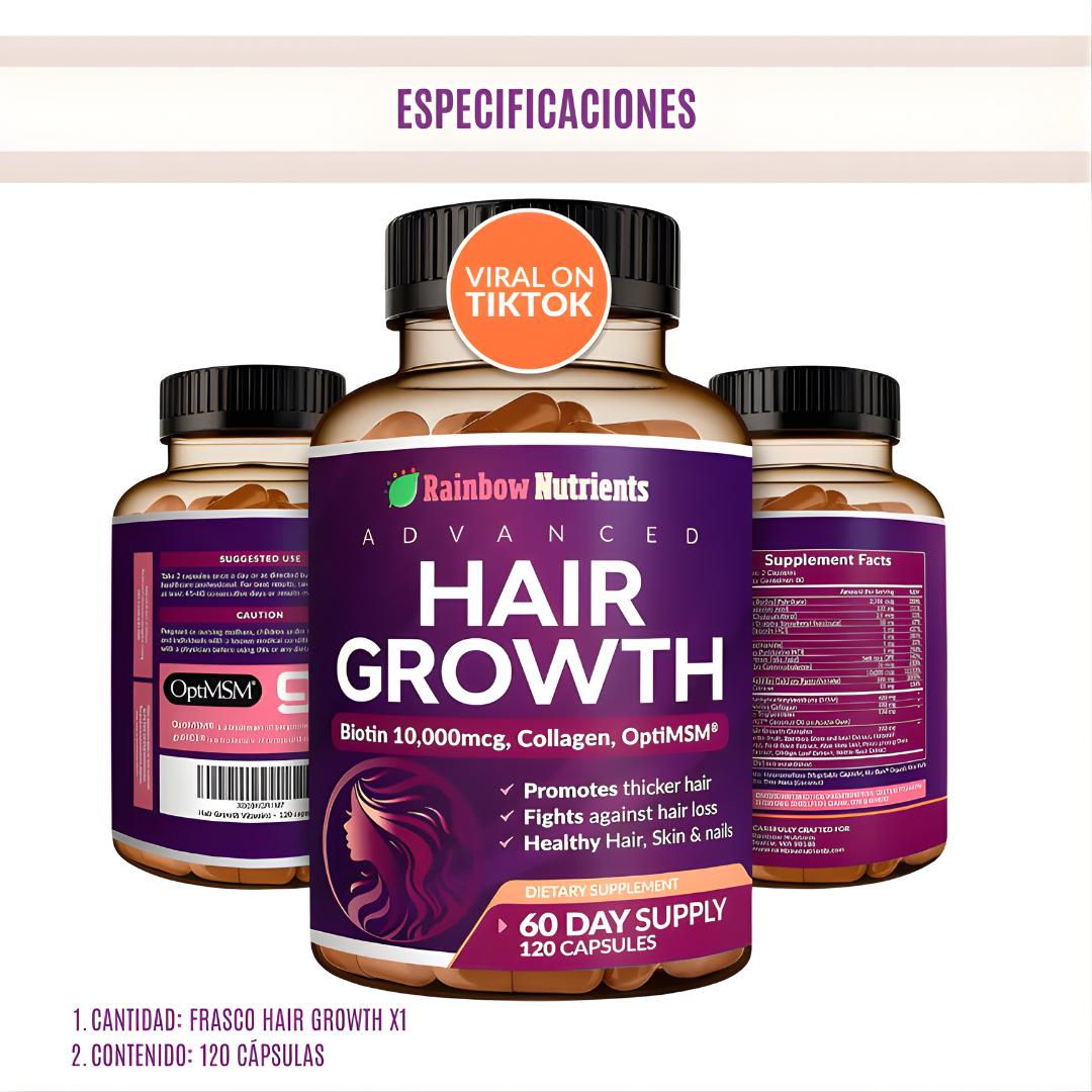 HAIR GROWTH X 120 CÁPSULAS – Potencia tu crecimiento capilar desde adentro