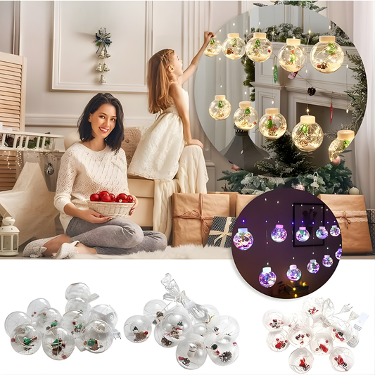 CORTINA DE ESFERAS NAVIDEÑAS CON LUCES – Brillo mágico, ambiente festivo y encanto instantáneo para transformar cualquier espacio