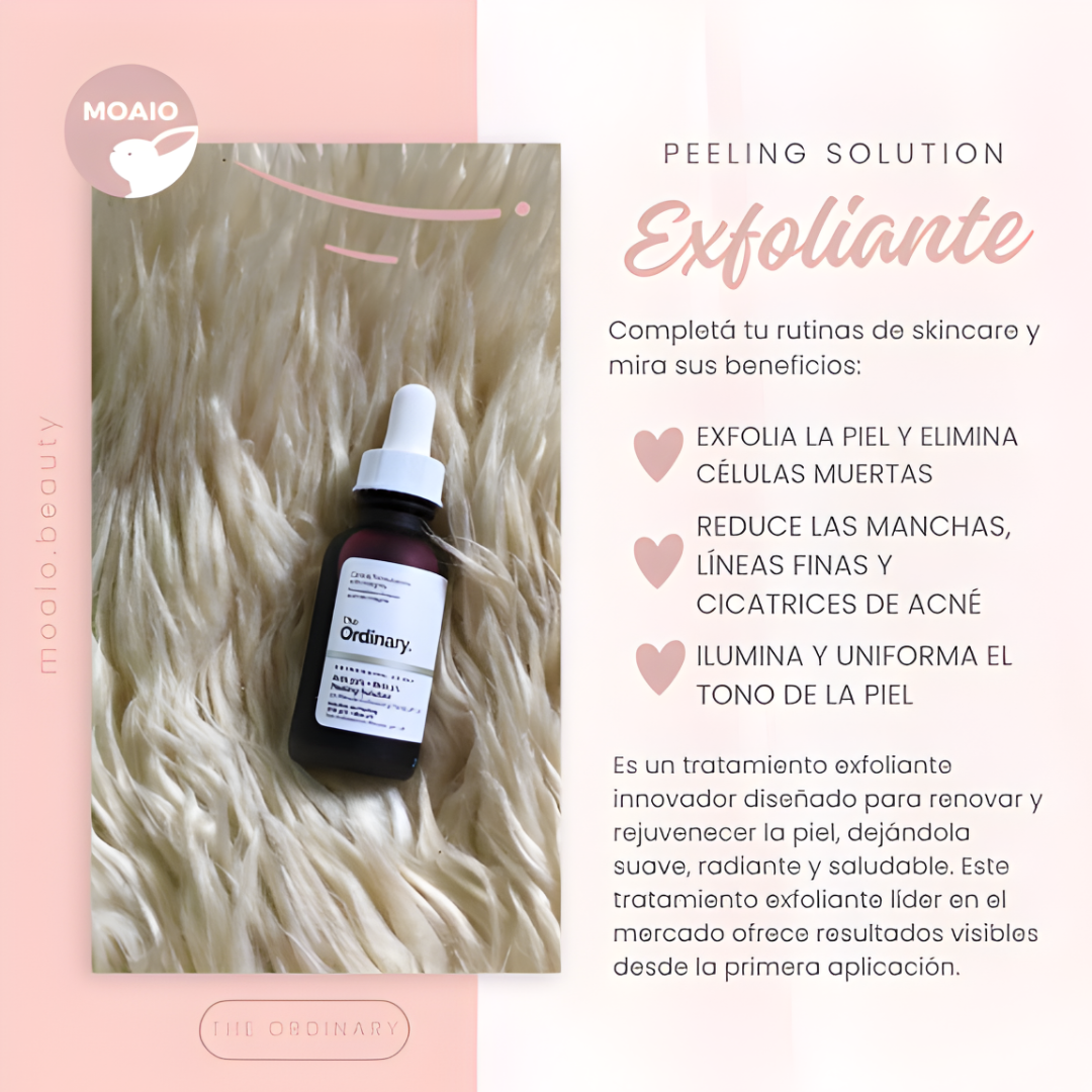 ORDINARY SOLUCIÓN EXFOLIANTE DE AHA 30% + BHA 2% – Renovación profunda y piel visiblemente más joven