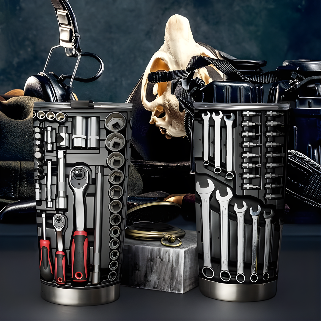 VASO TÉRMICO ESTILO MECÁNICO – Conservación prolongada, diseño industrial y personalidad única