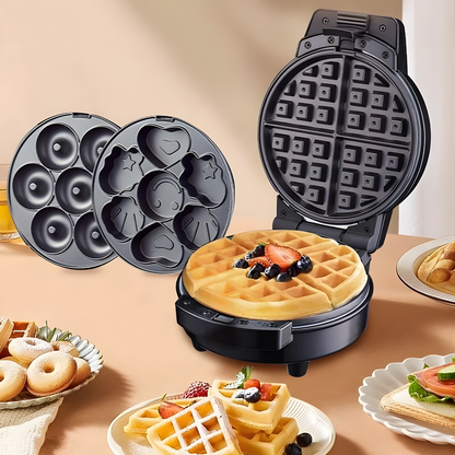 WAFLERA DESMONTABLE 3 EN 1 – Waffles perfectos, donas y pastelillos en un solo equipo