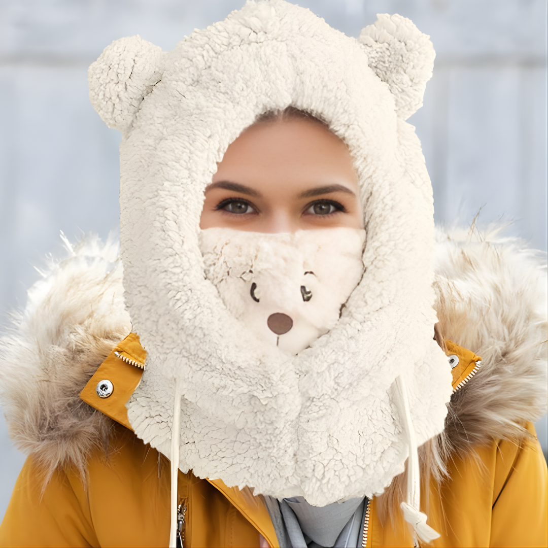 GORRO DE OSO, BLANCO – Abrigo cálido, suavidad adorable y confort para los días fríos