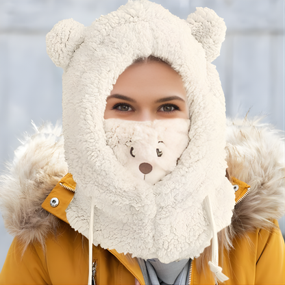 GORRO DE OSO, BLANCO – Abrigo cálido, suavidad adorable y confort para los días fríos