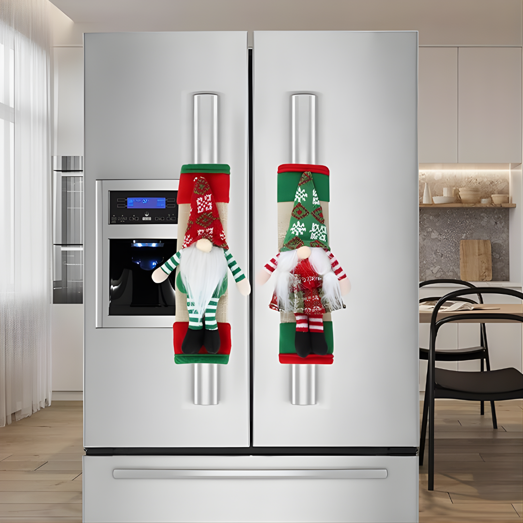 SET CUBRE MANILLAS GNOMOS PARA REFRI – Decoración navideña adorable, protección práctica y un toque mágico para tu cocina