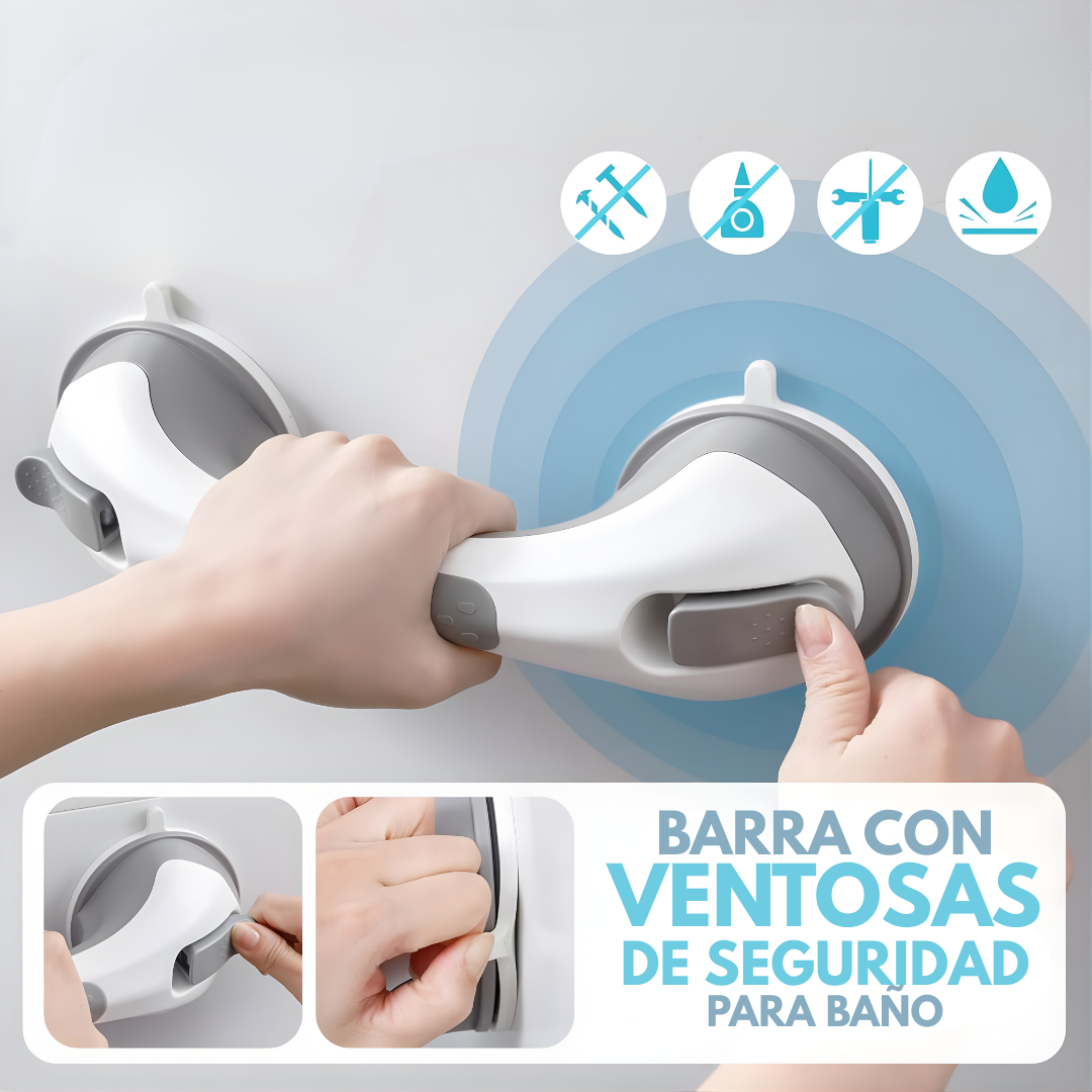 BARRA CON VENTOSAS DE SEGURIDAD PARA BAÑO – Apoyo firme, estabilidad adicional y seguridad en cada movimiento