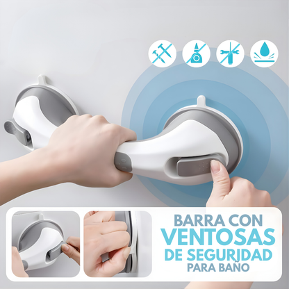 BARRA CON VENTOSAS DE SEGURIDAD PARA BAÑO – Apoyo firme, estabilidad adicional y seguridad en cada movimiento