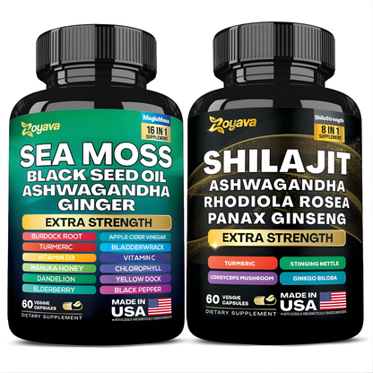 COMBO SHILAJIT + SEA MOSS – Energía natural, vitalidad diaria y bienestar integral en cada cápsula