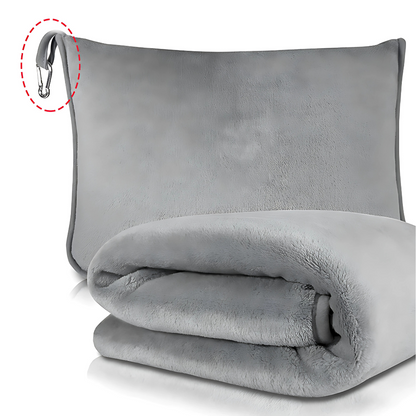 COLCHA / ALMOHADA DE FELPA – Comodidad 2 en 1 para tus viajes y descansos