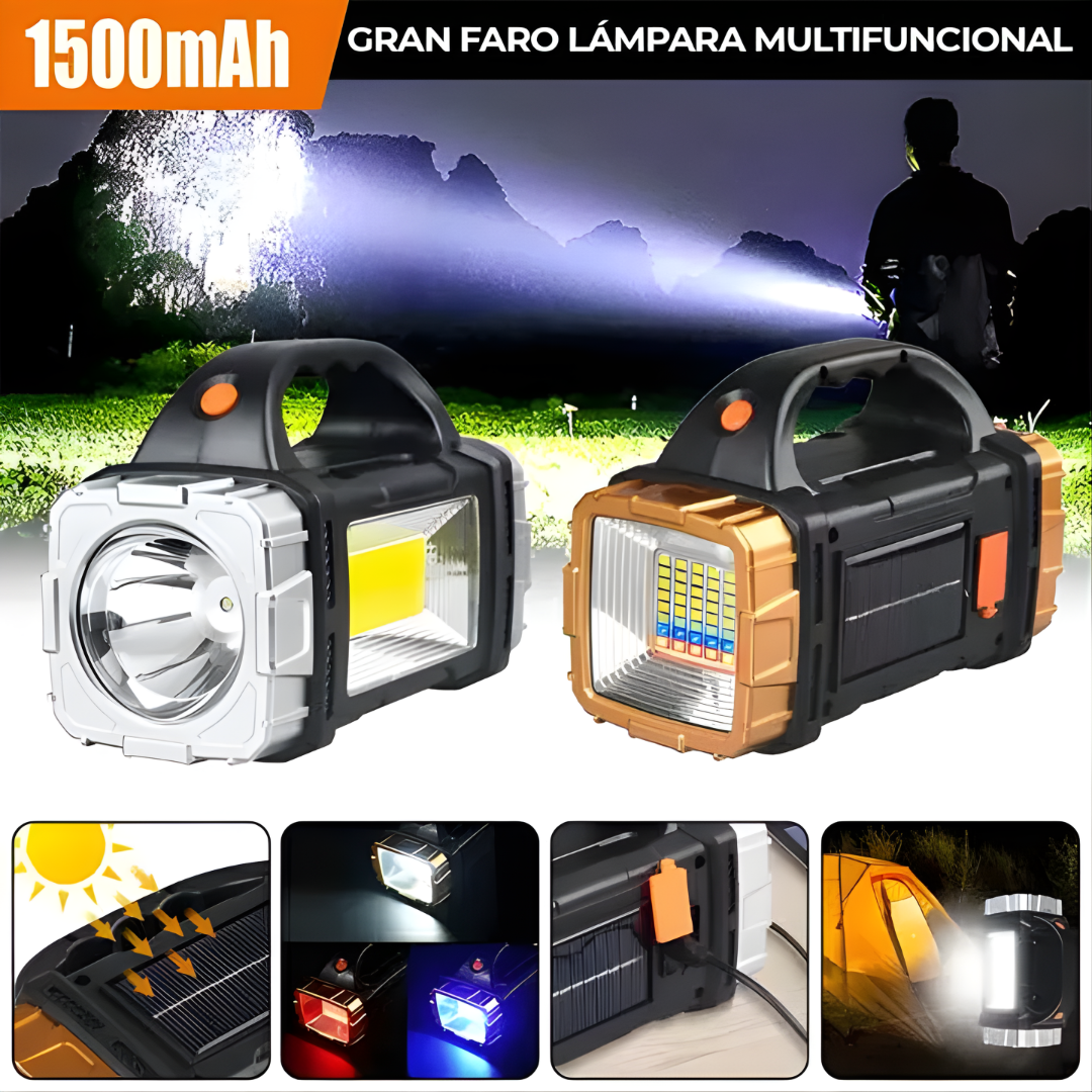 LÁMPARA LED MULTIFUNCIONAL NARANJA – Potencia extrema, diseño resistente y luz confiable en cualquier momento