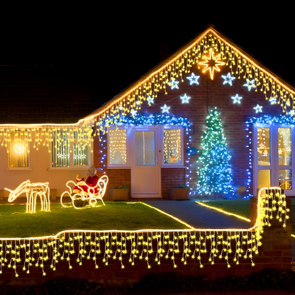 CASCADA DE LUCES SOLARES NAVIDEÑAS 12.5 M – Brillo mágico, ambiente festivo y decoración sin cables para transformar tu Navidad