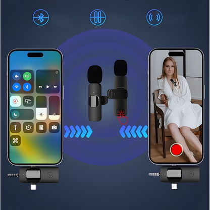 MICRÓFONO INALÁMBRICO LAVALIER 3 EN 1 – Audio claro, conexión versátil y grabaciones profesionales sin cables