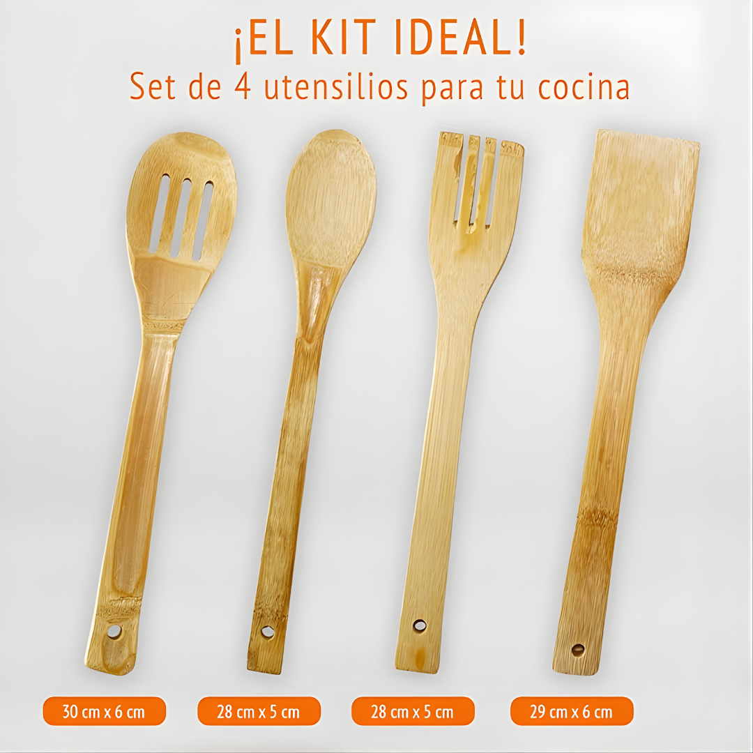 SET DE UTENSILIOS DE COCINA EN MADERA – Cuidado natural, estilo cálido y cocina sin rayones