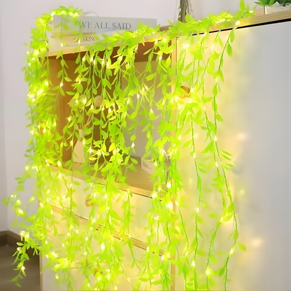 GUIRNALDA DE HOJAS LED LUMINOSAS – Iluminación cálida, ambiente natural y decoración acogedora en cualquier espacio