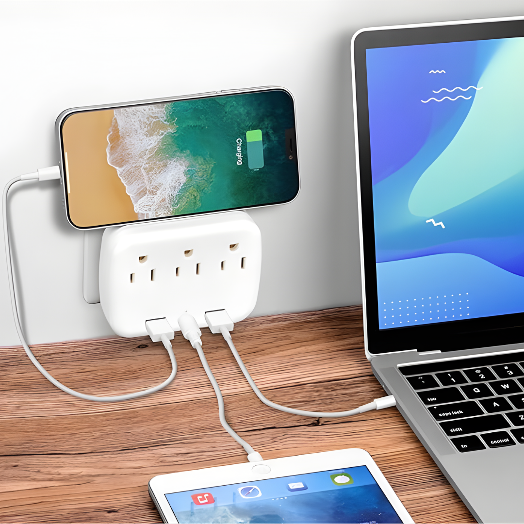 MULTIPLICADOR DE CORRIENTE 4 USB + 2 TOMAS 250W – Más conexiones, carga simultánea y protección inteligente en un solo dispositivo