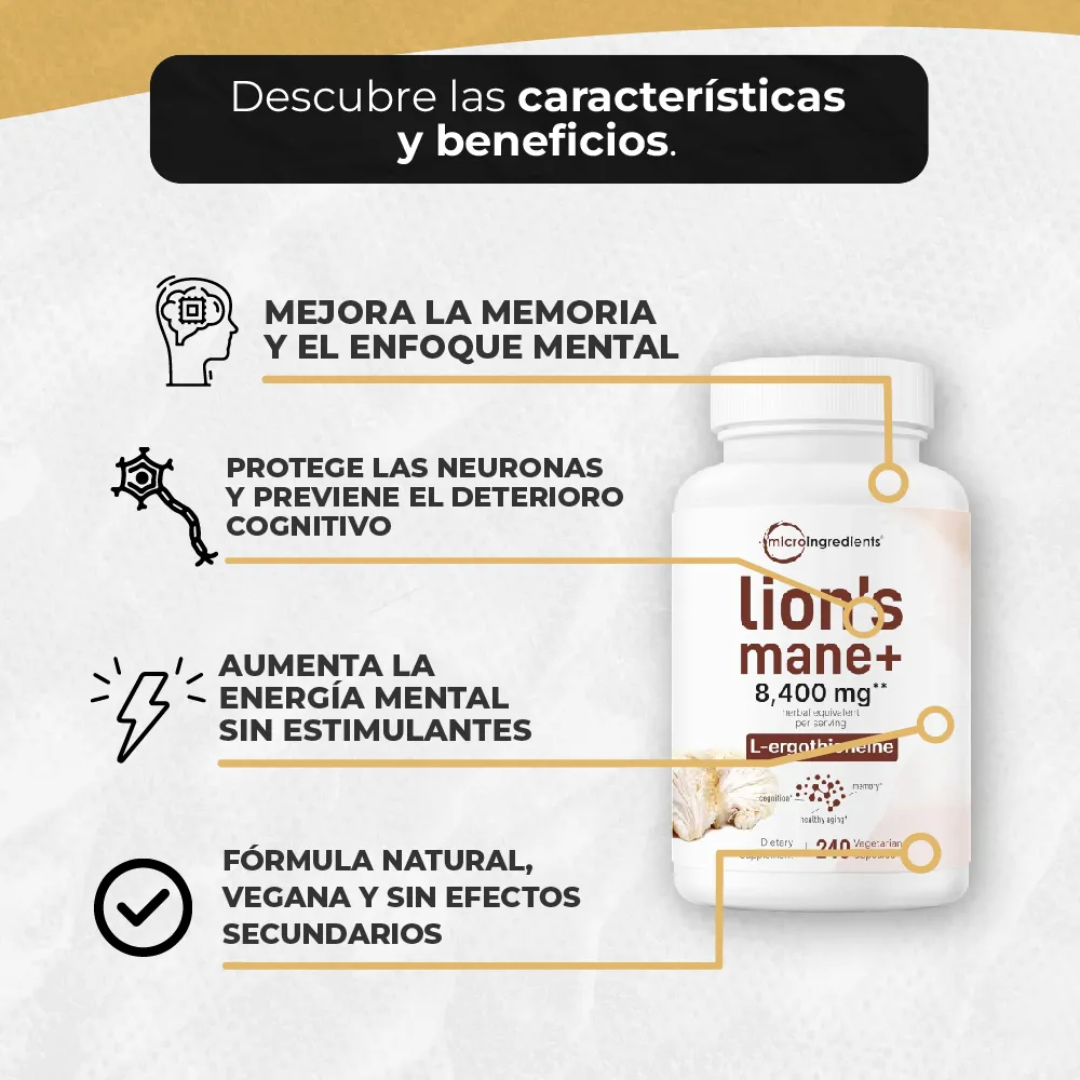 LION’S MANE+ X 120 CAPS – Mente clara, memoria activa y bienestar mental desde adentro
