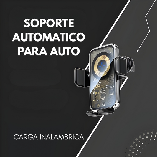 SOPORTE AUTOMÁTICO PARA AUTO CARGA INALÁMBRICA – Sujeción inteligente, carga sin cables y conducción más segura