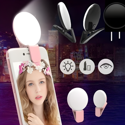 LUZ MINI Q SELFIE (Pack por 2) – Iluminación perfecta, fotos nítidas y brillo profesional en cualquier momento