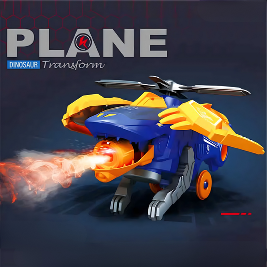 DINOSAURIO TRANSFORMER JUGUETE – 2 en 1: Dinosaurio + Avión, luces, sonido y diversión que cobra vida