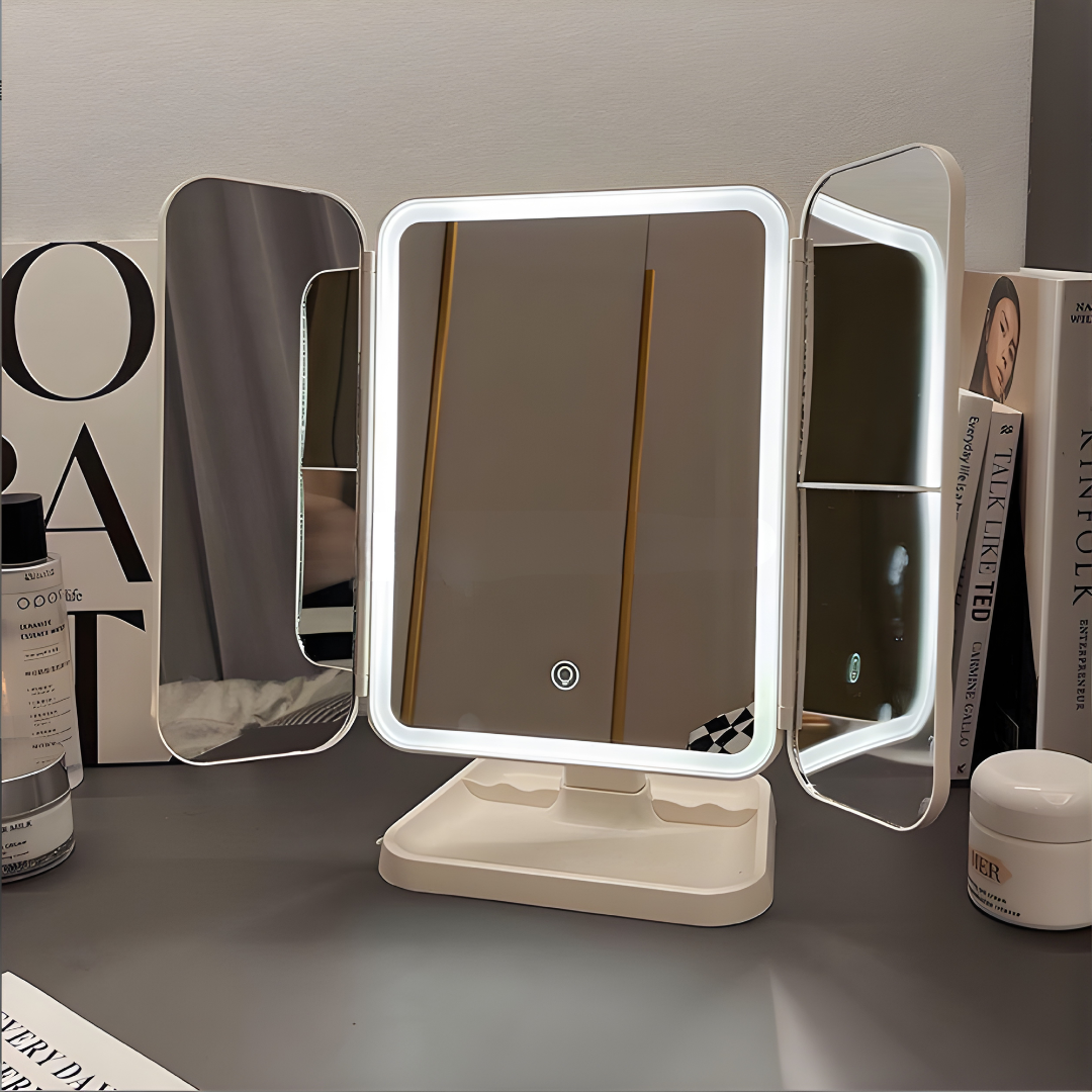 ESPEJO CON LUZ LED – Iluminación perfecta, diseño compacto y acabado profesional en tu rutina de belleza