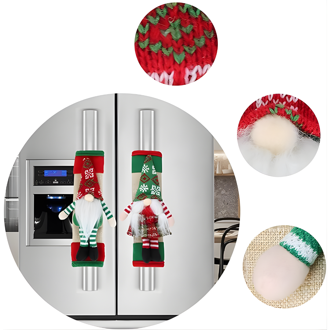 SET CUBRE MANILLAS GNOMOS PARA REFRI – Decoración navideña adorable, protección práctica y un toque mágico para tu cocina