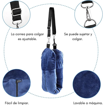 CUELLERA RELLENABLE AZUL PARA VIAJE – Comodidad personalizada en cada trayecto