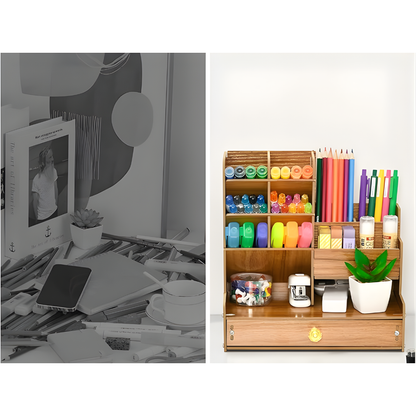 ORGANIZADOR DE ESCRITORIO MADERA – Orden elegante, productividad diaria y estilo natural para tu espacio