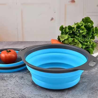 SET DE 3 COLADORES PLEGABLES DE SILICONA – 25CM – Practicidad, espacio y limpieza en tu cocina