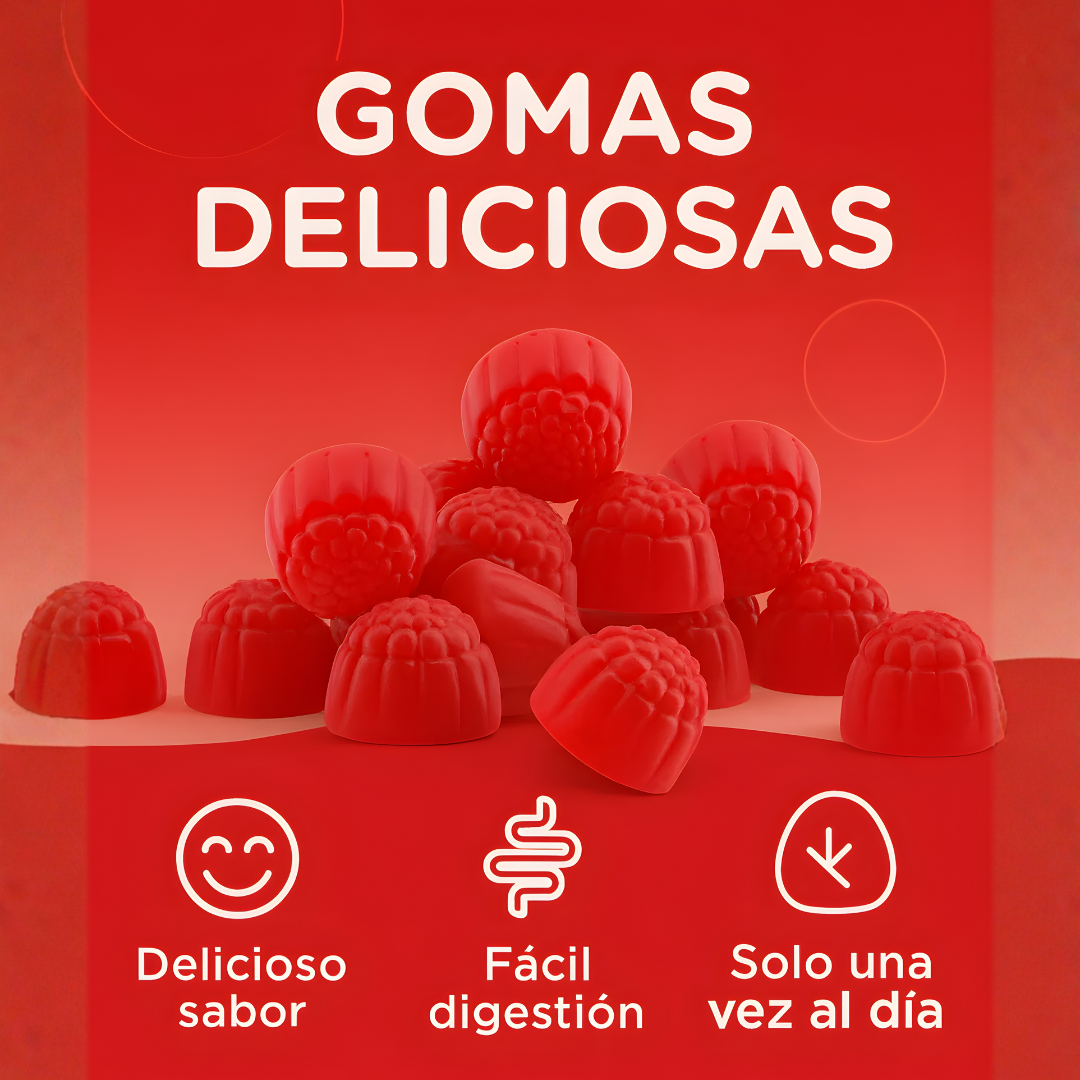 VINAGRE DE MANZANA 60 GUMIES – Abdomen más plano, digestión ligera y control natural del apetito en forma deliciosa