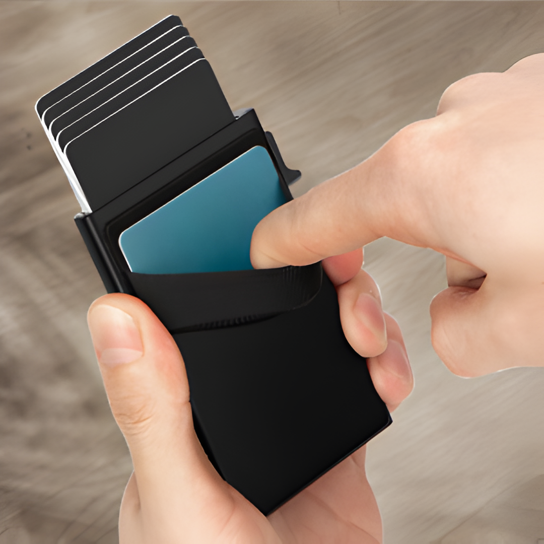 PORTA TARJETA COLOR NEGRO – Protección total, diseño delgado y acceso rápido a tus tarjetas