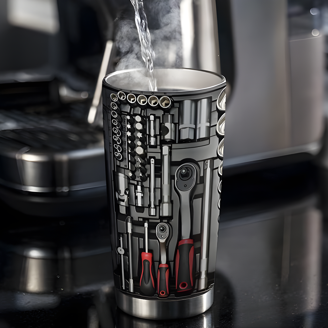VASO TÉRMICO ESTILO MECÁNICO – Conservación prolongada, diseño industrial y personalidad única