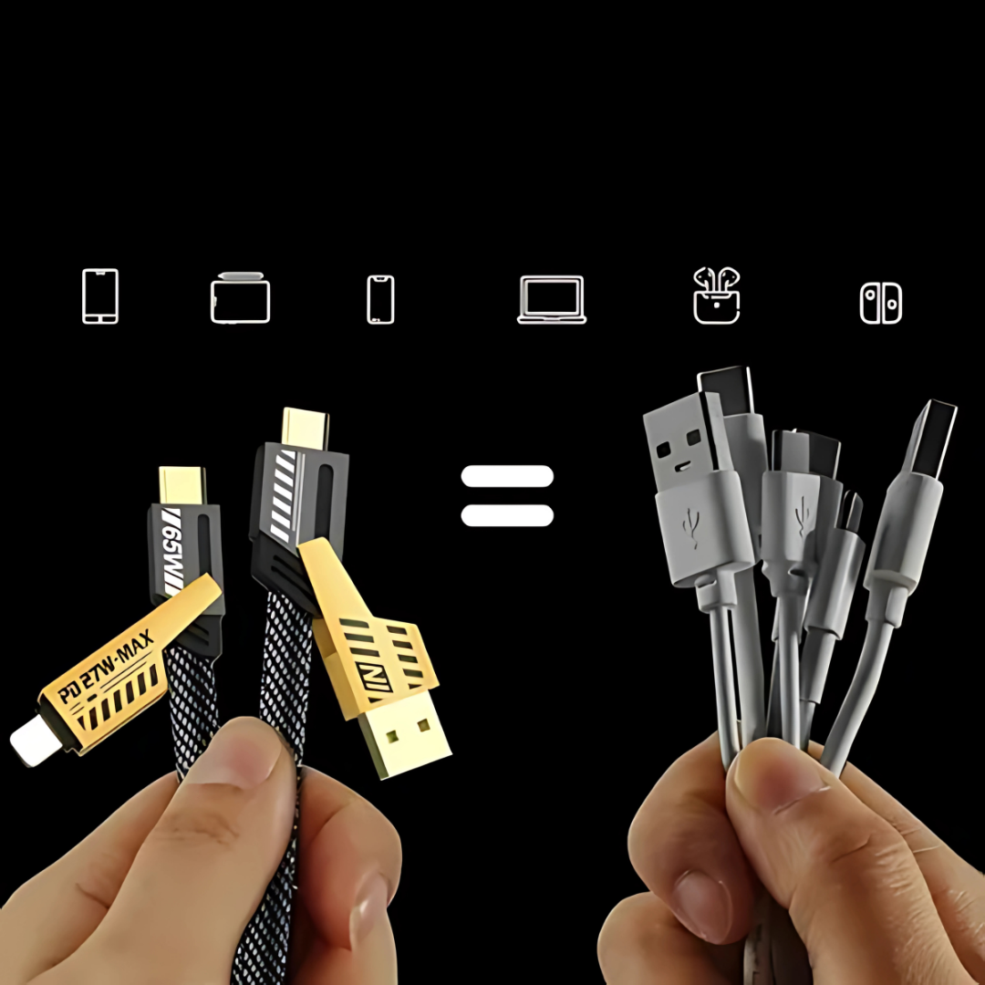 Cable Multiuso 4 en 1 con Carga Rápida | Alta Velocidad y Durabilidad – Potencia y versatilidad en un solo cable