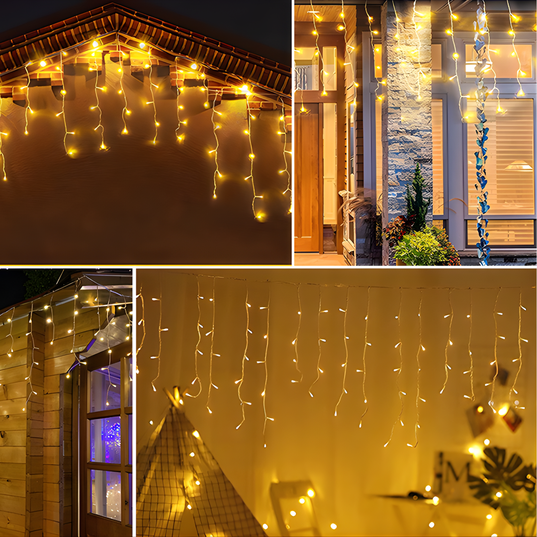 CASCADA DE LUCES SOLARES NAVIDEÑAS 12.5 M – Brillo mágico, ambiente festivo y decoración sin cables para transformar tu Navidad